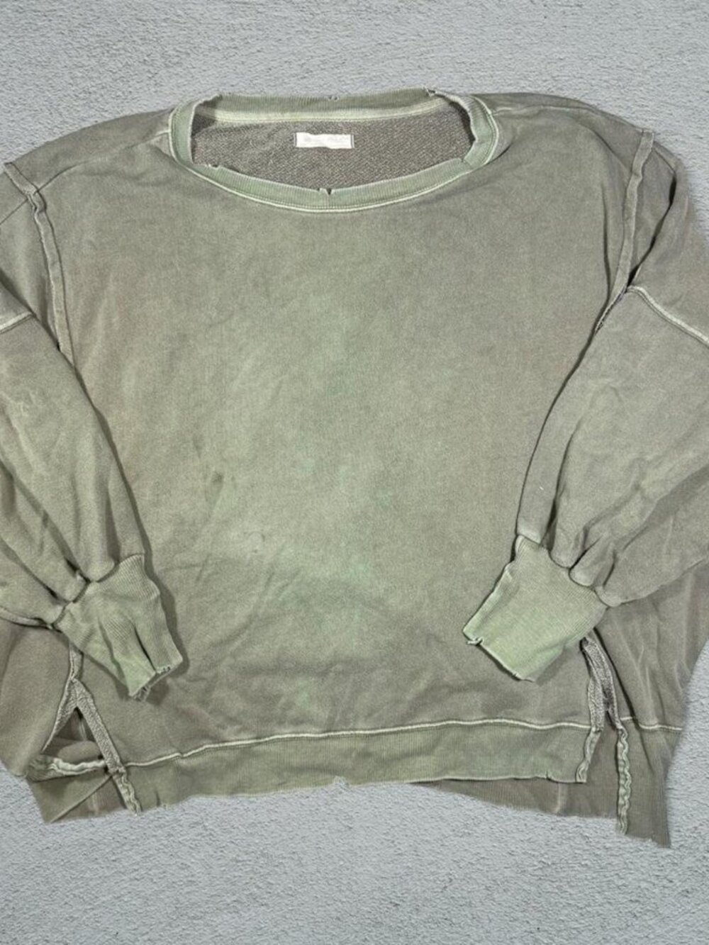 We the Free, Free People Green distressed oversized sweatshirt